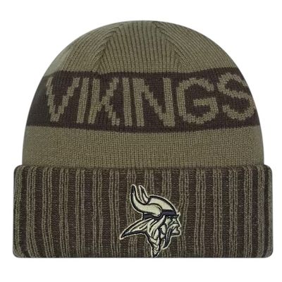Minnesota Vikings Men's Dark Green New Era 2025 Salute to Service Cuffed Knit Hat