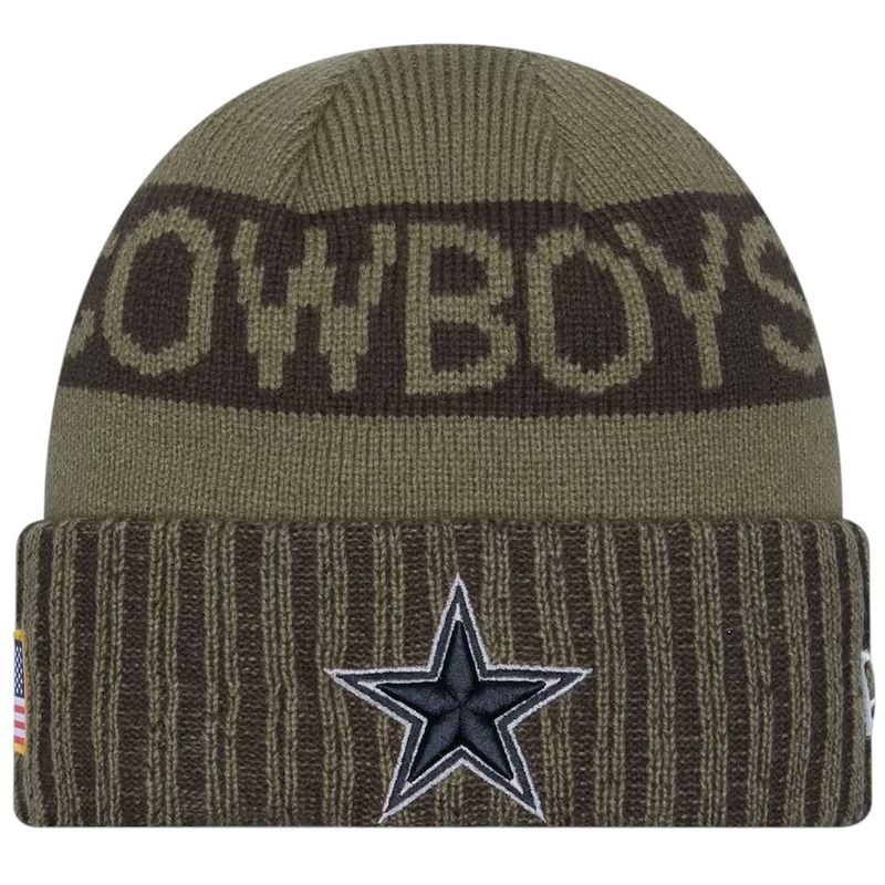 Dallas Cowboys Men's Dark Green New Era 2025 Salute to Service Cuffed Knit Hat Dallas Cowboys Men's Dark Green New Era 2025 Salute to Service Cuffed Knit Hat