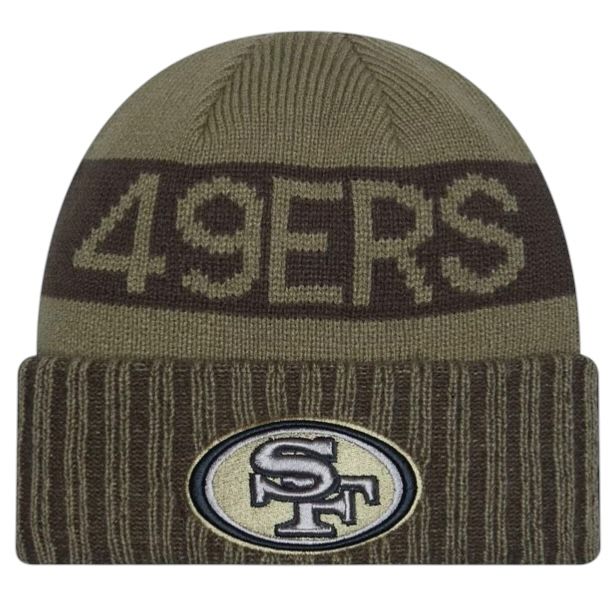San Francisco 49ers Men's Dark Green New Era 2025 Salute to Service Cuffed Knit Hat San Francisco 49ers Men's Dark Green New Era 2025 Salute to Service Cuffed Knit Hat