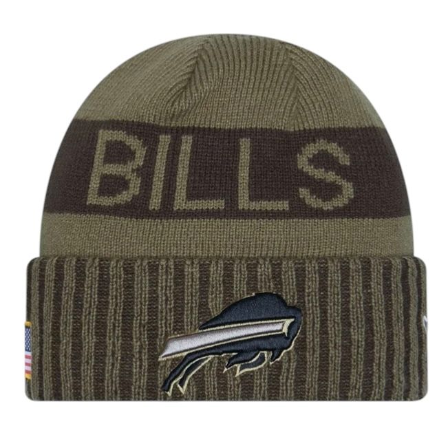 Buffalo Bills Men's Dark Green New Era 2025 Salute to Service Cuffed Knit Hat