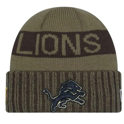 Detroit Lions Men's Dark Green New Era 2025 Salute to Service Cuffed Knit Hat