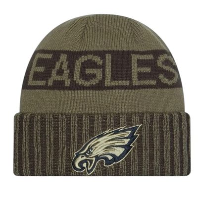 Philadelphia Eagles Men's Dark Green New Era 2025 Salute to Service Cuffed Knit Hat Philadelphia Eagles Men's Dark Green New Era 2025 Salute to Service Cuffed Knit Hat