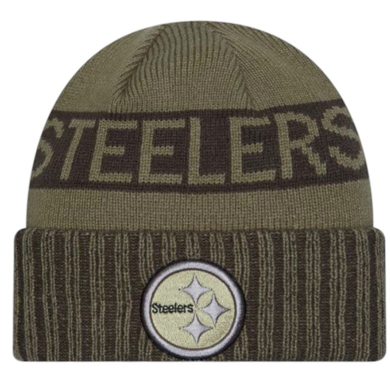Pittsburgh Steelers Men's Dark Green New Era 2025 Salute to Service Cuffed Knit Hat Pittsburgh Steelers Men's Dark Green New Era 2025 Salute to Service Cuffed Knit Hat