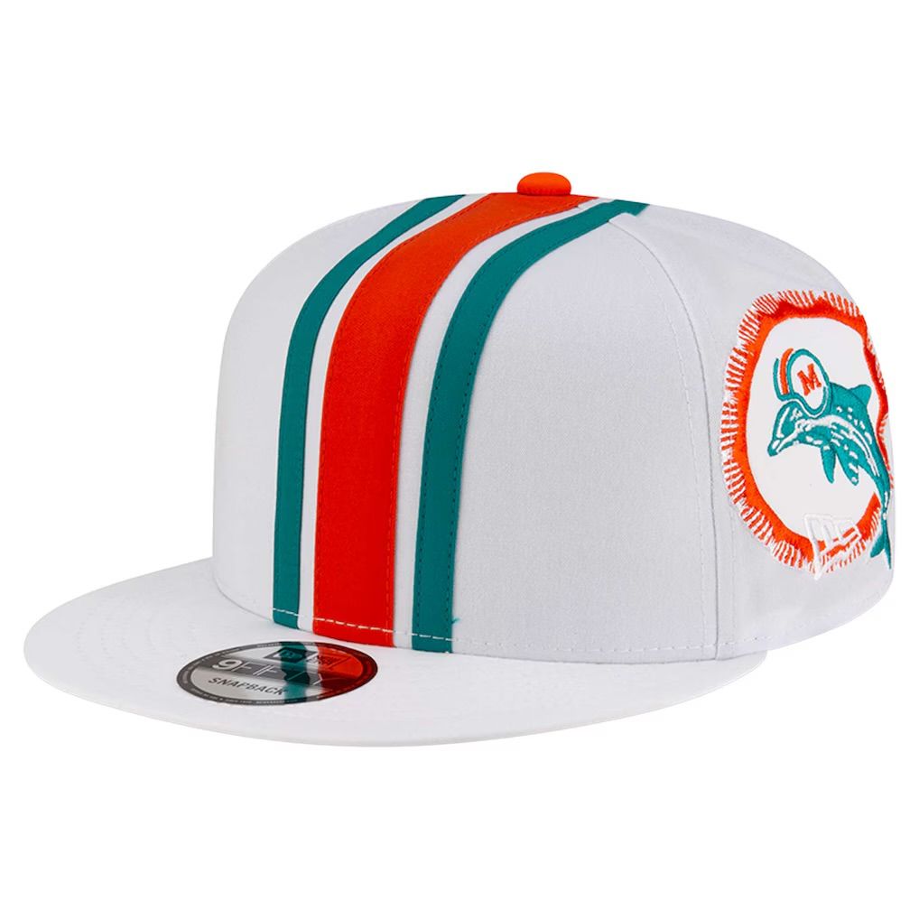 Miami Dolphins Men's New Era Historic White Helmet 9FIFTY Snapback Hat