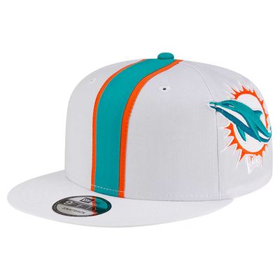 Miami Dolphins Men's New Era White Helmet 9FIFTY Snapback Hat