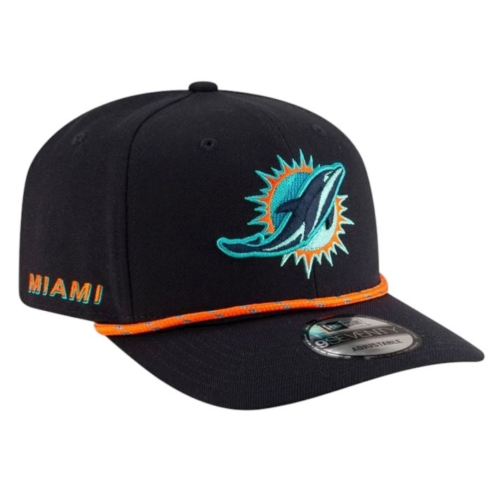 Miami Dolphins Men's Black New Era 2025 Rivalries Collection Sideline 9SEVENTY Adjustable Hat Miami Dolphins Men's Black New Era 2025 Rivalries Collection Sideline 9SEVENTY Adjustable Hat