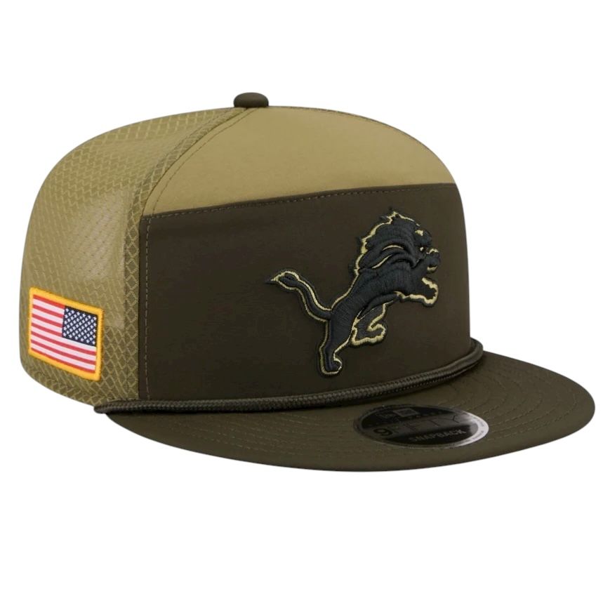 Detroit Lions Men's Dark Green New Era 2025 Salute to Service Split Panel 9FIFTY Snapback Hat