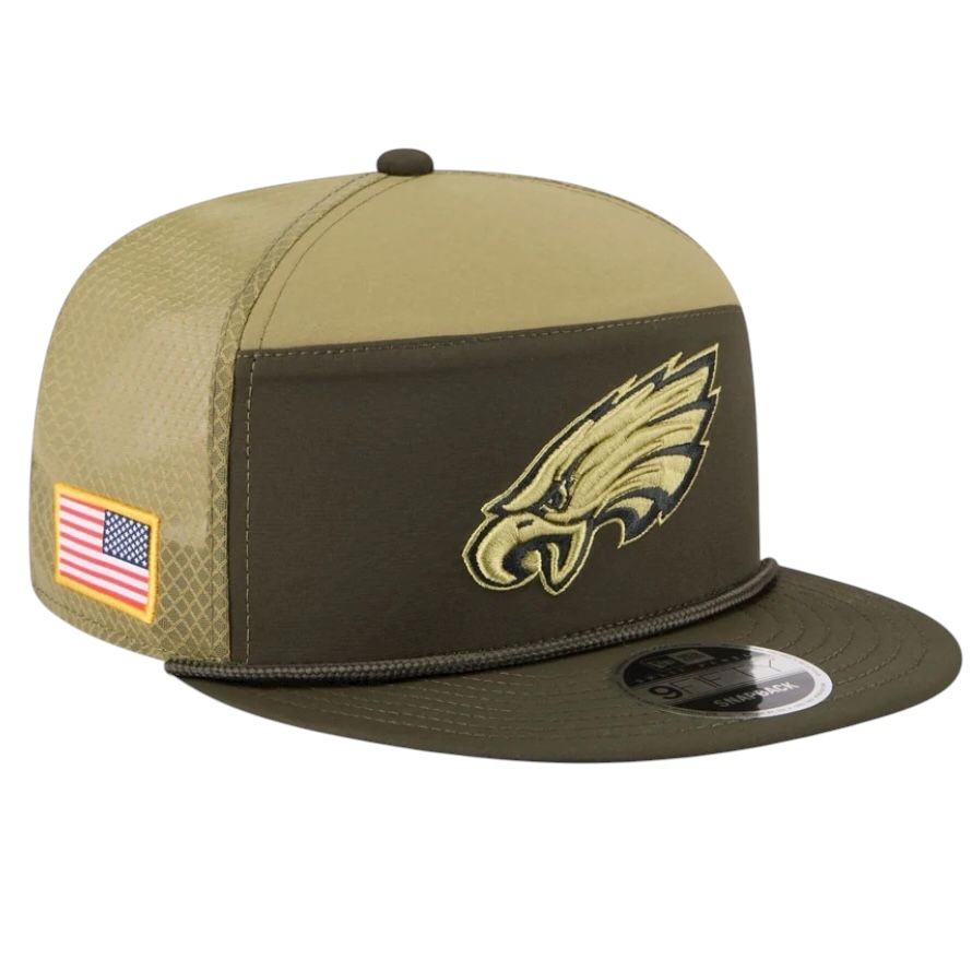 Philadelphia Eagles Men's Dark Green New Era 2025 Salute to Service Split Panel 9FIFTY Snapback Hat
