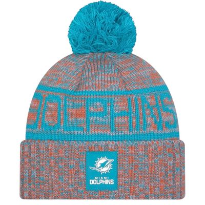 Miami Dolphins Men’s New Era Orange 2025 Sideline Cold Weather Cuffed Knit Pom Hat Miami Dolphins Men’s New Era Orange 2025 Sideline Cold Weather Cuffed Knit Pom Hat