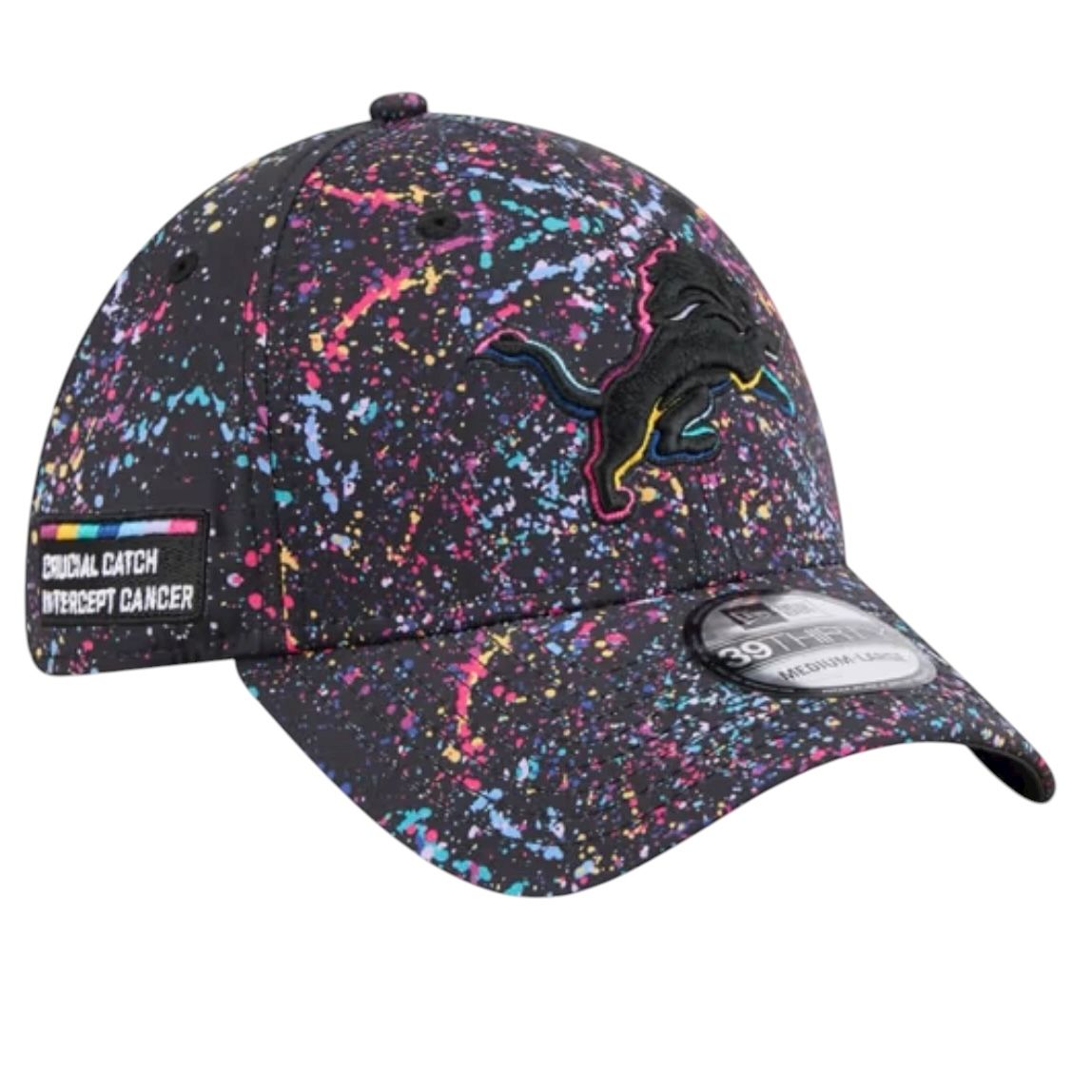 Detroit Lions Men's Black New Era 2025 NFL Crucial Catch 39THIRTY Flex Hat