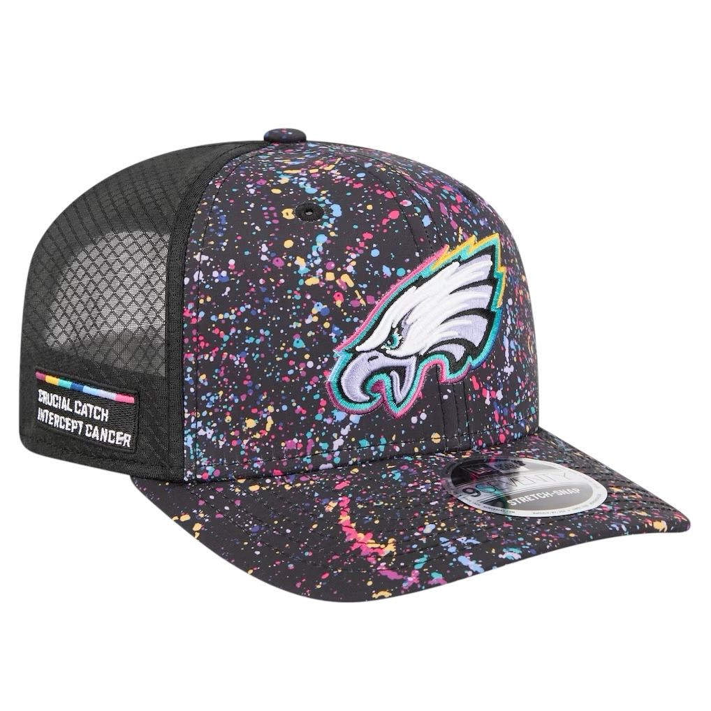 Philadelphia Eagles Men’s Black New Era 2025 NFL Crucial Catch 9SEVENTY Adjustable Hat