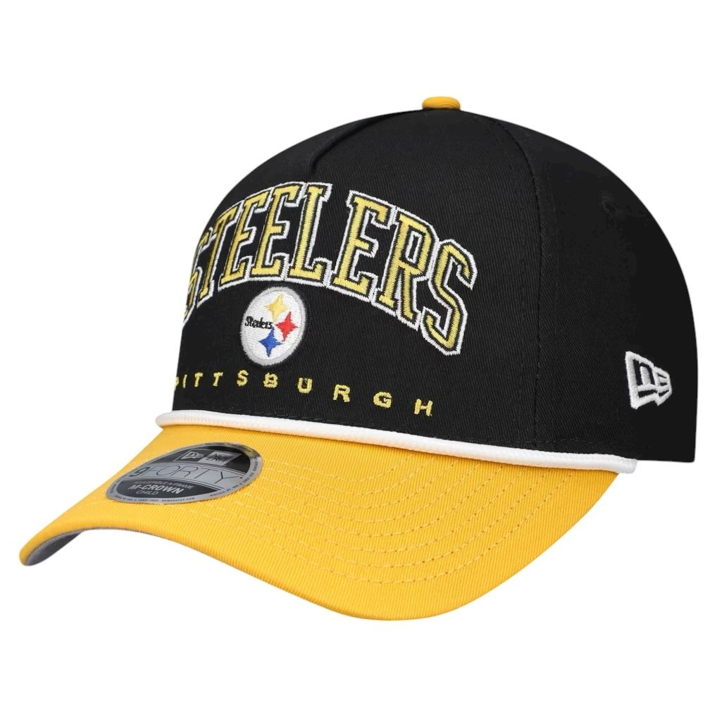 Pittsburgh Steelers Men’s New Era Black Arch COOLERA 9FORTY A-Frame Adjustable Hat