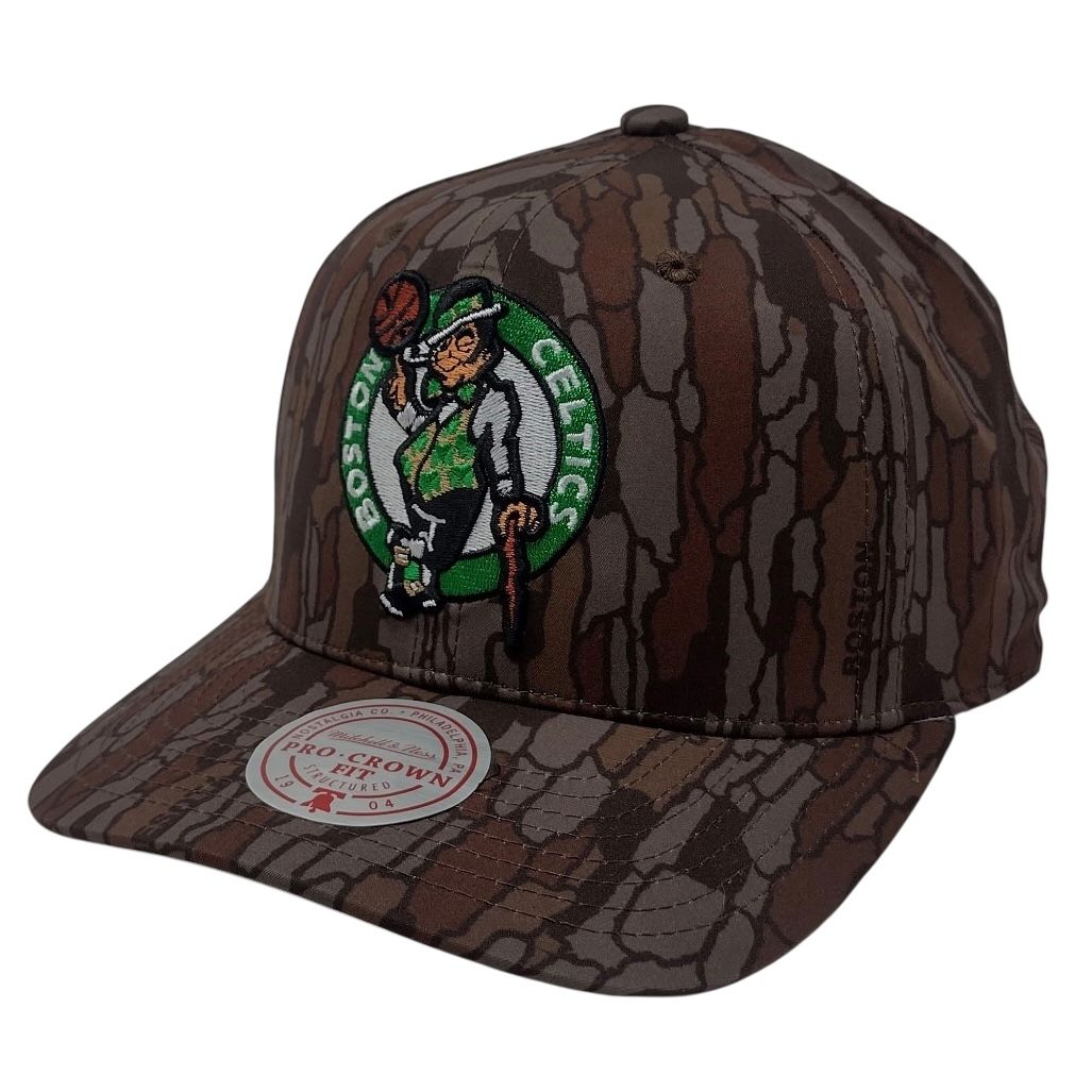 Boston Celtics Men’s Camo Mitchell & Ness NBA Hidden Game Day Pro Snapback Hat