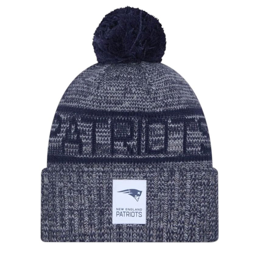 New England Patriots Men’s New Era 2025 Sideline Cold Weather Cuffed Knit Pom Hat New England Patriots Men’s New Era 2025 Sideline Cold Weather Cuffed Knit Pom Hat