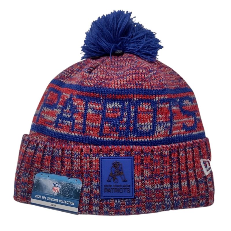 New England Patriots Men’s Historic New Era 2025 Sideline Cold Weather Cuffed Knit Pom Hat New England Patriots Men’s Historic New Era 2025 Sideline Cold Weather Cuffed Knit Pom Hat