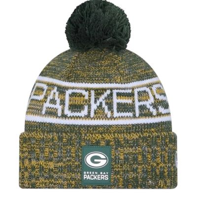 Green Bay Packers Men’s New Era 2025 Sideline Cold Weather Cuffed Knit Pom Hat Green Bay Packers Men’s New Era 2025 Sideline Cold Weather Cuffed Knit Pom Hat