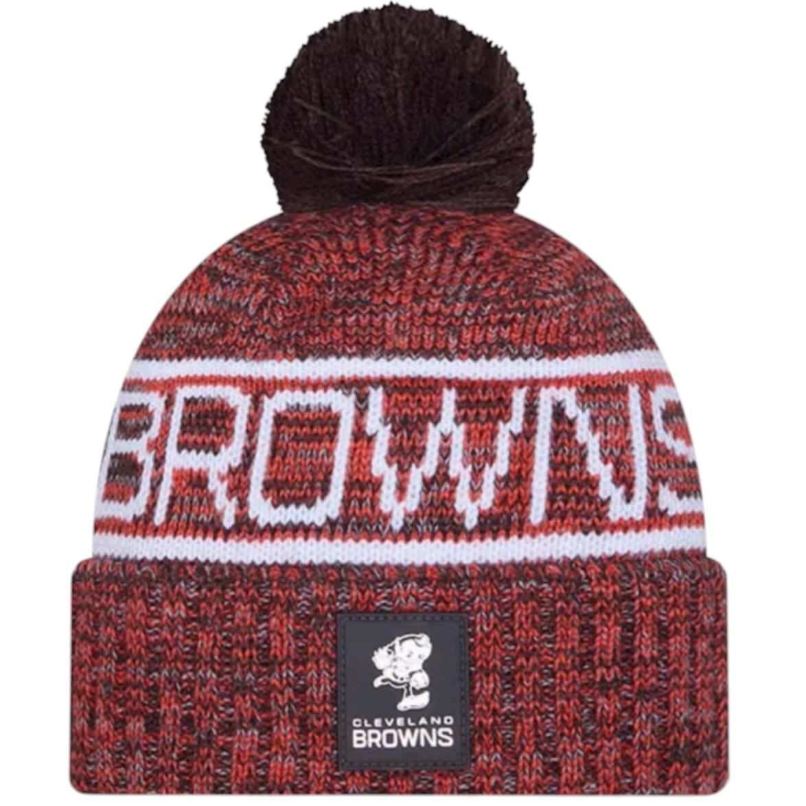 Cleveland Browns Men’s Historic New Era 2025 Sideline Cold Weather Cuffed Knit Pom Hat