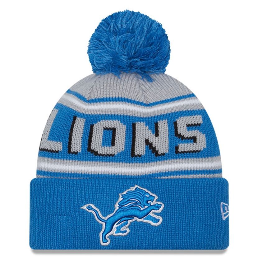 Detroit Lions Men's New Era Cuffed Pom Knit Hat Detroit Lions Men's New Era Cuffed Pom Knit Hat