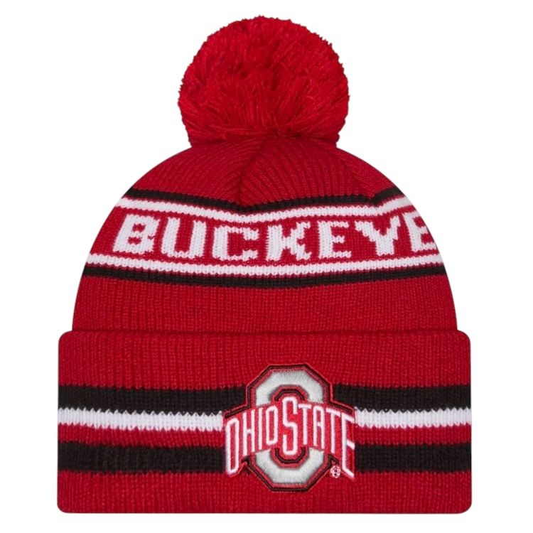 Ohio State Buckeyes Men's Red New Era Sport Knit Pom Hat Ohio State Buckeyes Men's Red New Era Sport Knit Pom Hat