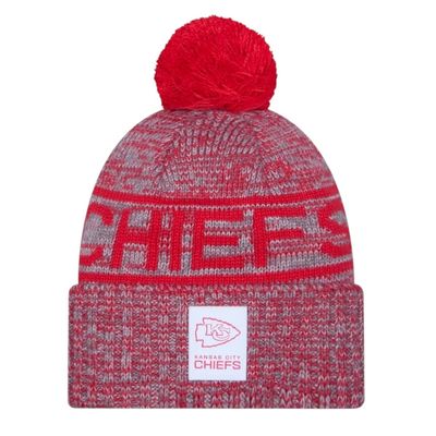 Kansas City Chiefs Men’s New Era 2025 Sideline Cold Weather Cuffed Knit Pom Hat Kansas City Chiefs Men’s New Era 2025 Sideline Cold Weather Cuffed Knit Pom Hat