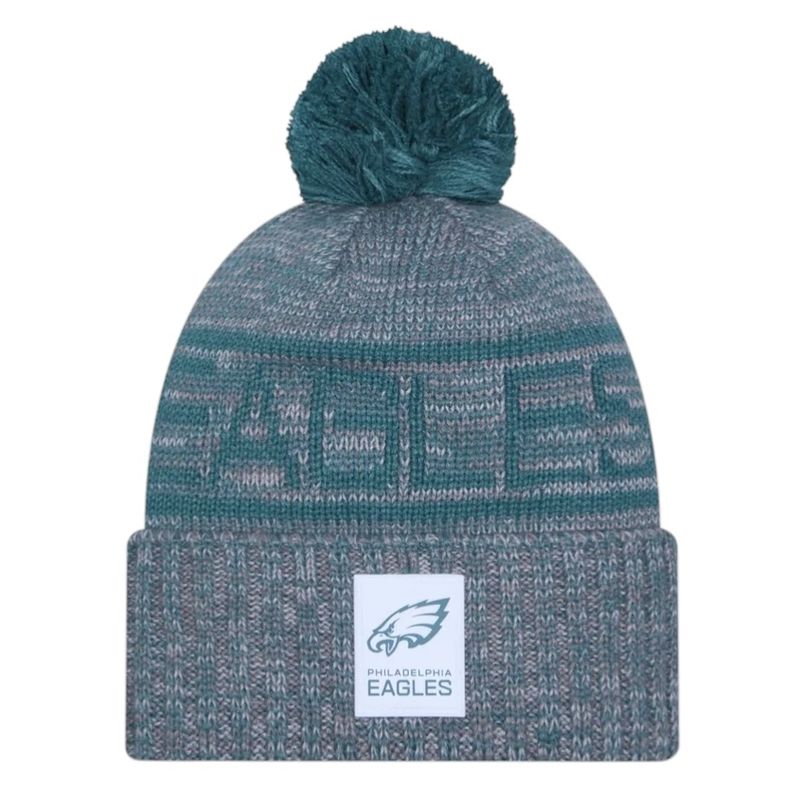 Philadelphia Eagles Men’s New Era 2025 Sideline Cold Weather Cuffed Knit Pom Hat Philadelphia Eagles Men’s New Era 2025 Sideline Cold Weather Cuffed Knit Pom Hat