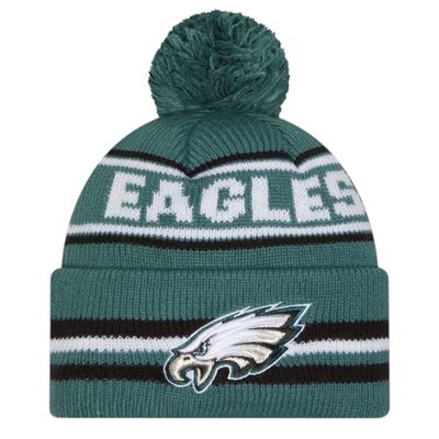 Philadelphia Eagles Child Green 2024 New Era Sideline Cuffed Pom Knit Hat