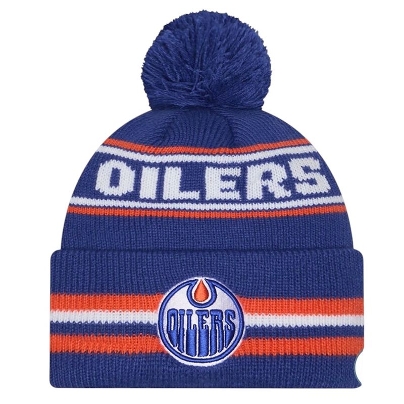 Edmonton Oilers Men's New Era Cuffed Pom Knit Hat Edmonton Oilers Men's New Era Cuffed Pom Knit Hat