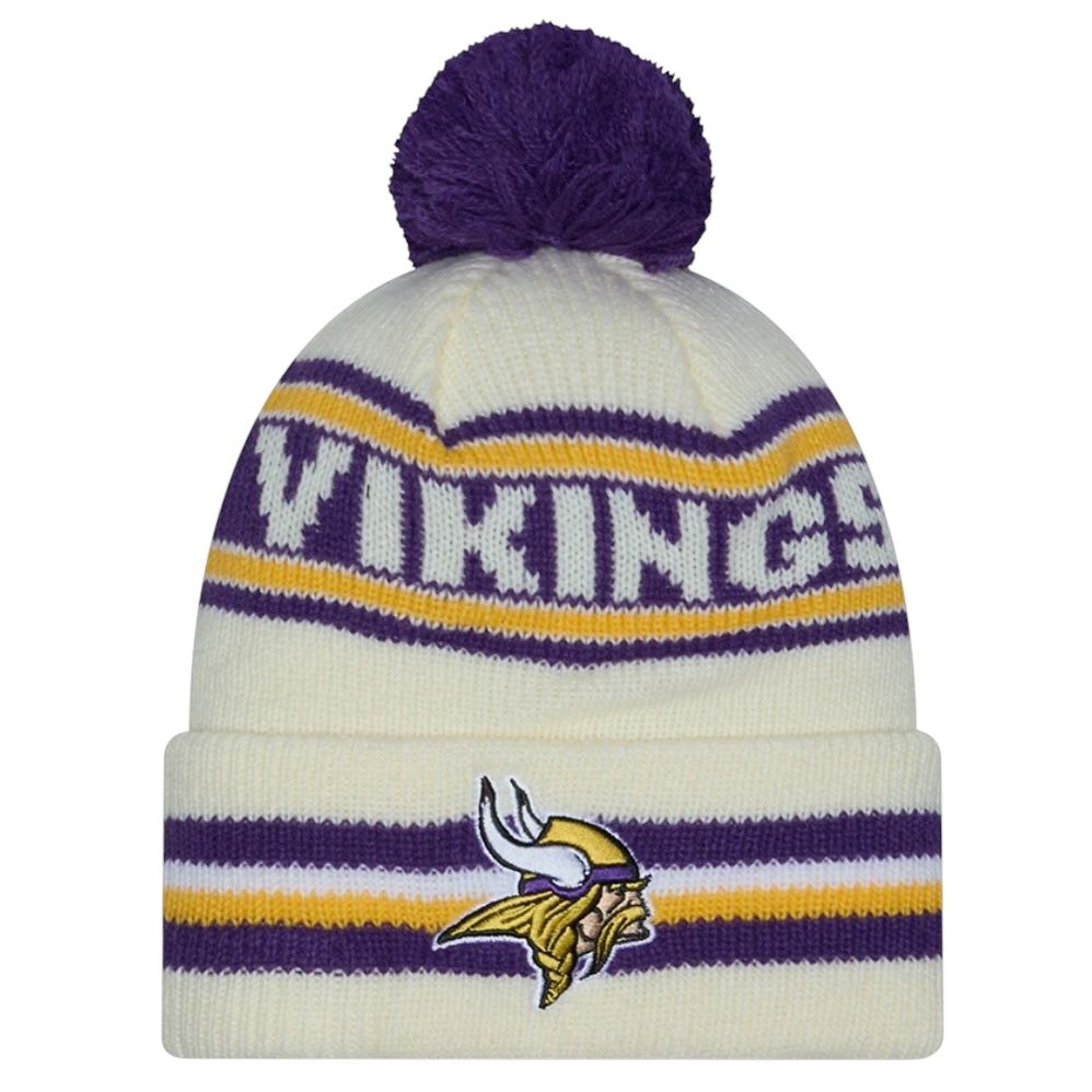 Minnesota Vikings Men’s White New Era Cuffed Pom Knit Hat Minnesota Vikings Men’s White New Era Cuffed Pom Knit Hat