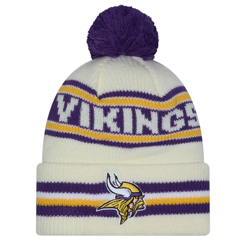 Minnesota Vikings Men’s White New Era Cuffed Pom Knit Hat Minnesota Vikings Men’s White New Era Cuffed Pom Knit Hat