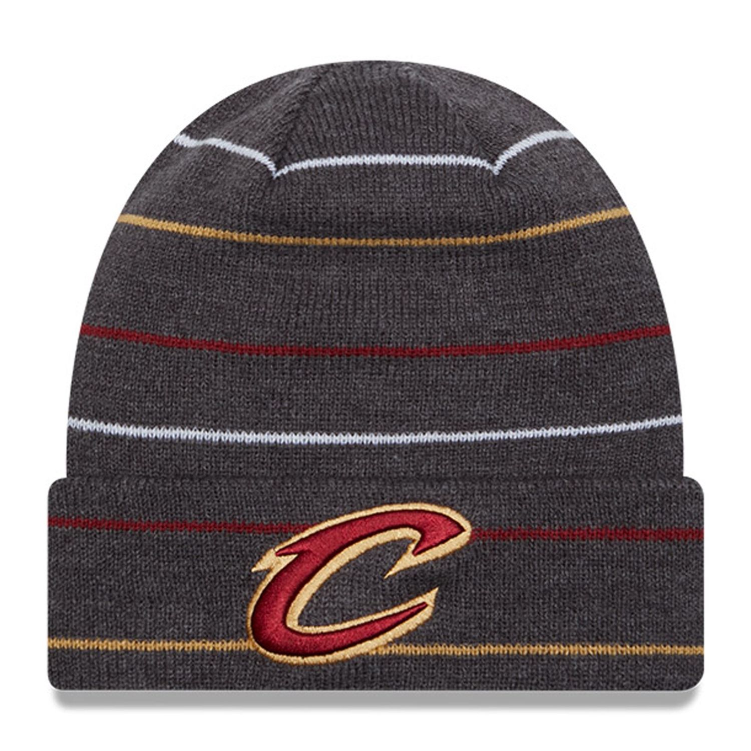 Cleveland Cavaliers Men’s New Era Charcoal Rowed Striped Cuffed Knit Hat