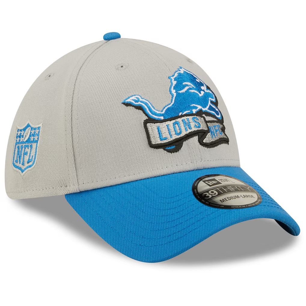 Detroit Lions Men's Gray New Era NFL Sideline 39Thirty Stretch Fit Hat