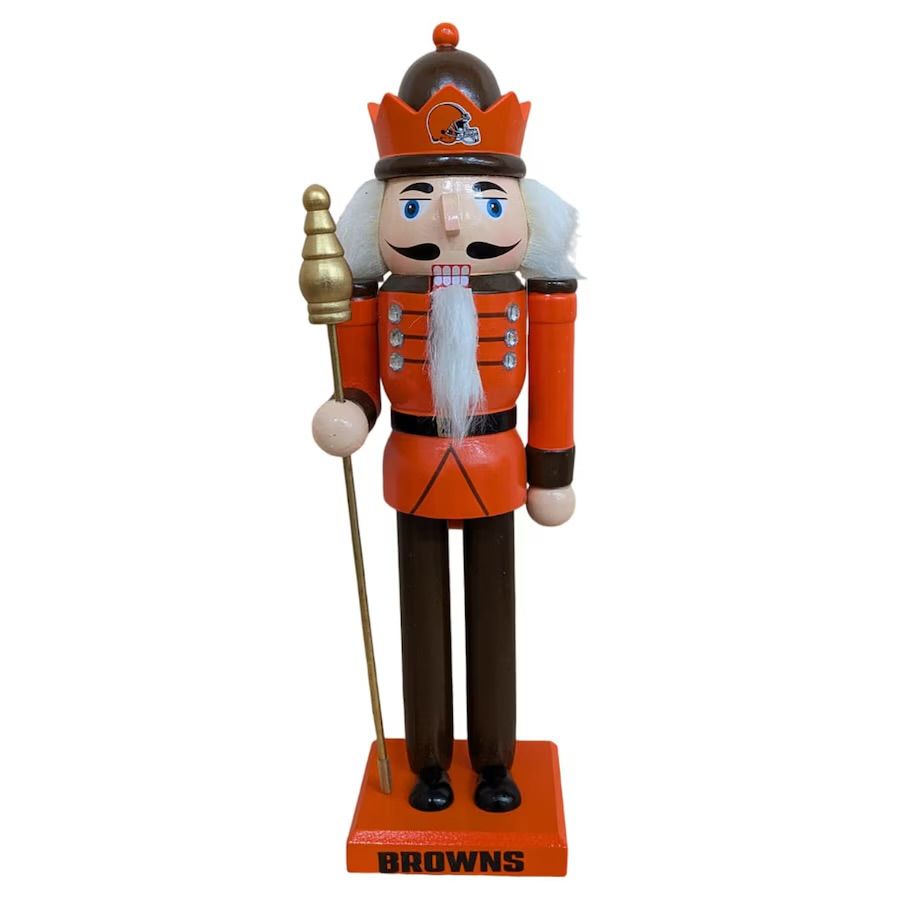Cleveland Browns 12” x 3” Wooden Nutcracker Statue