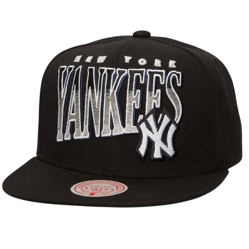 New York Yankees Men's Black MLB Line Work Mitchell & Ness Snapback Hat New York Yankees Men's Black MLB Line Work Mitchell & Ness Snapback Hat