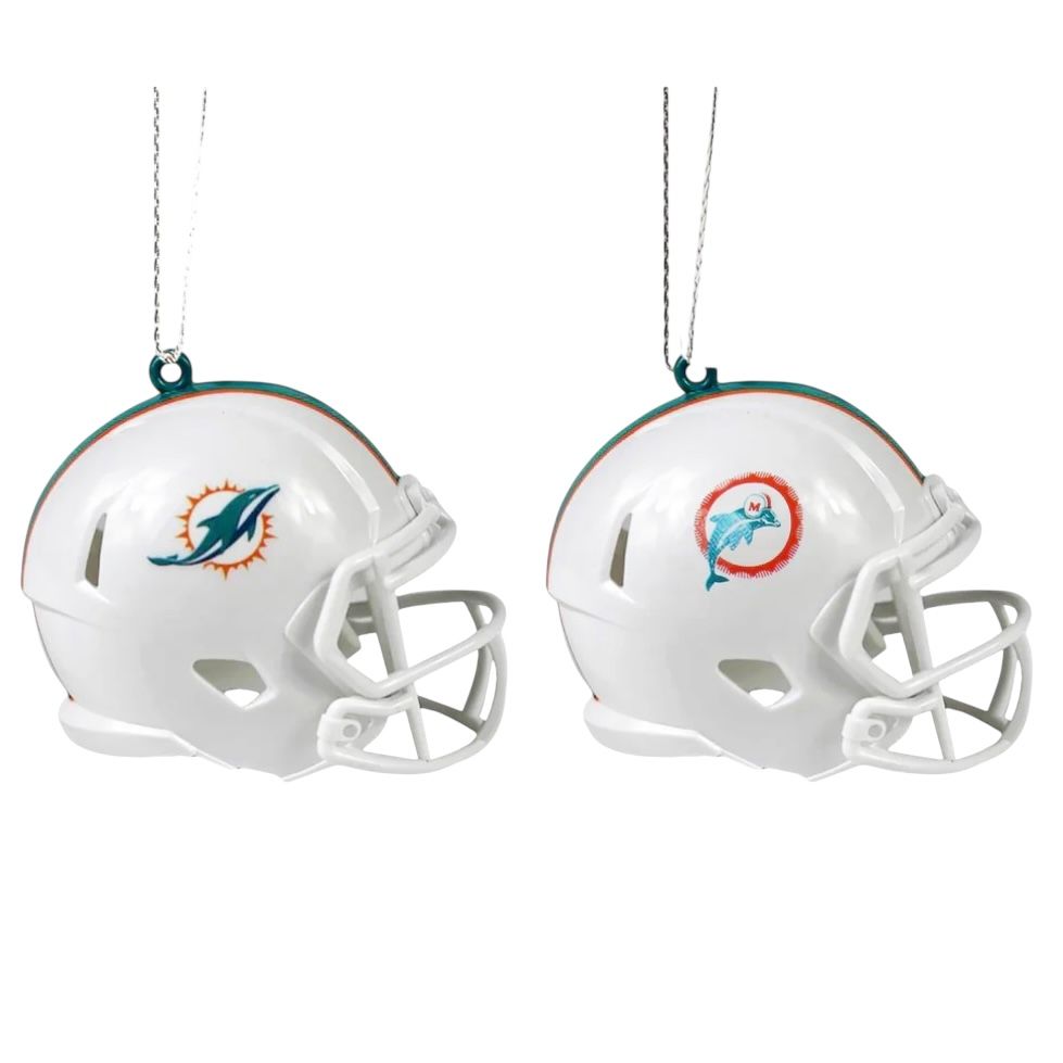 Miami Dolphins Team Helmet Christmas Ornament Set