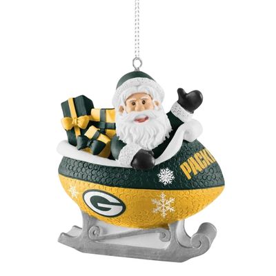 Green Bay Packers Santa Resin Football Sleigh Ornament Green Bay Packers Santa Resin Football Sleigh Ornament