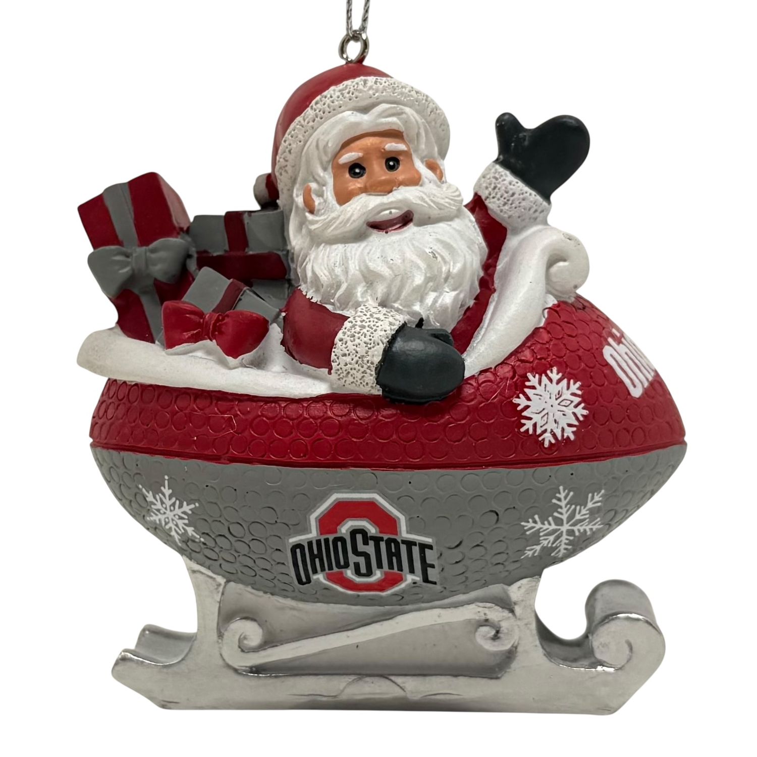 Ohio State Buckeyes Santa Resin Football Sleigh Ornament Ohio State Buckeyes Santa Resin Football Sleigh Ornament