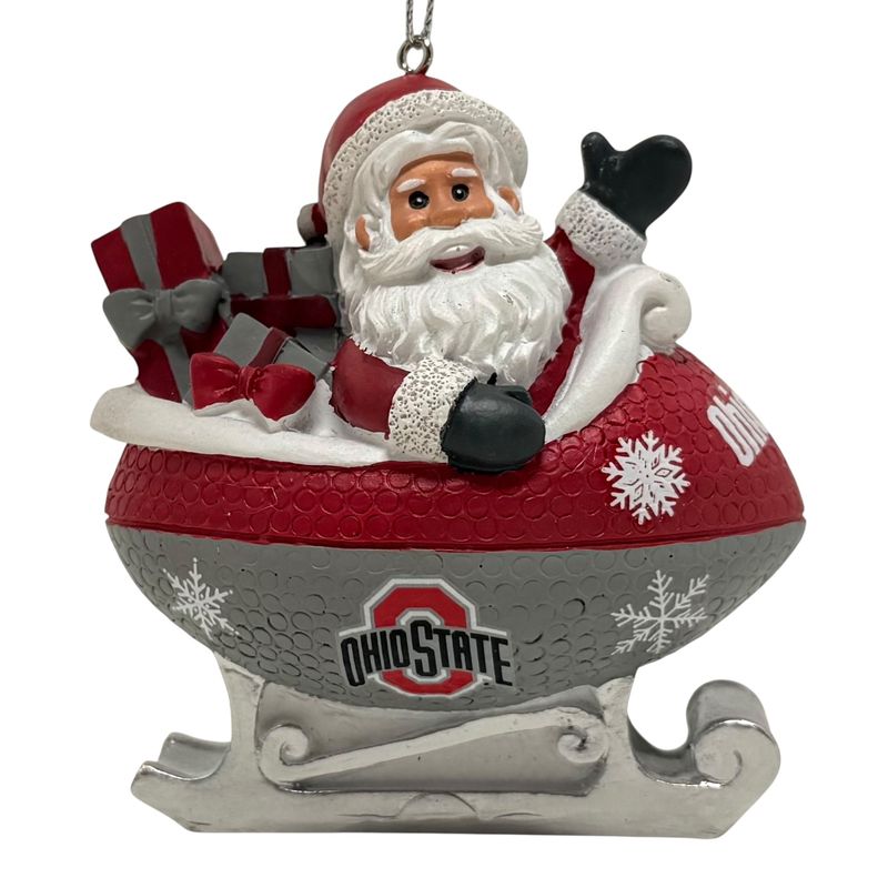 Ohio State Buckeyes Santa Resin Football Sleigh Ornament Ohio State Buckeyes Santa Resin Football Sleigh Ornament