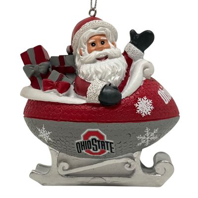 Ohio State Buckeyes Santa Resin Football Sleigh Ornament Ohio State Buckeyes Santa Resin Football Sleigh Ornament