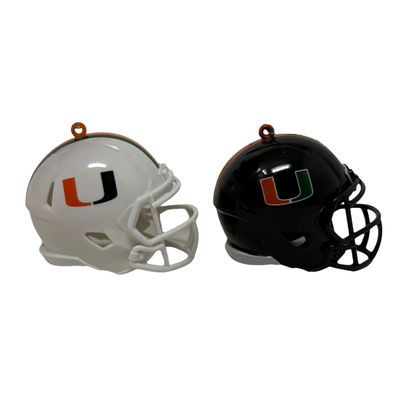 Miami Hurricanes Team Helmet Christmas Ornament Set