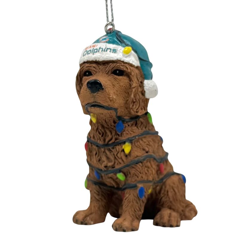 Miami Dolphins Dog with Lights Christmas Ornament Miami Dolphins Dog with Lights Christmas Ornament