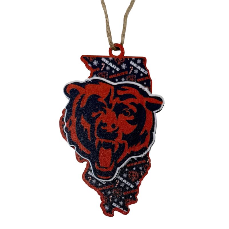 Chicago Bears Team State Wooden Christmas Ornament Chicago Bears Team State Wooden Christmas Ornament