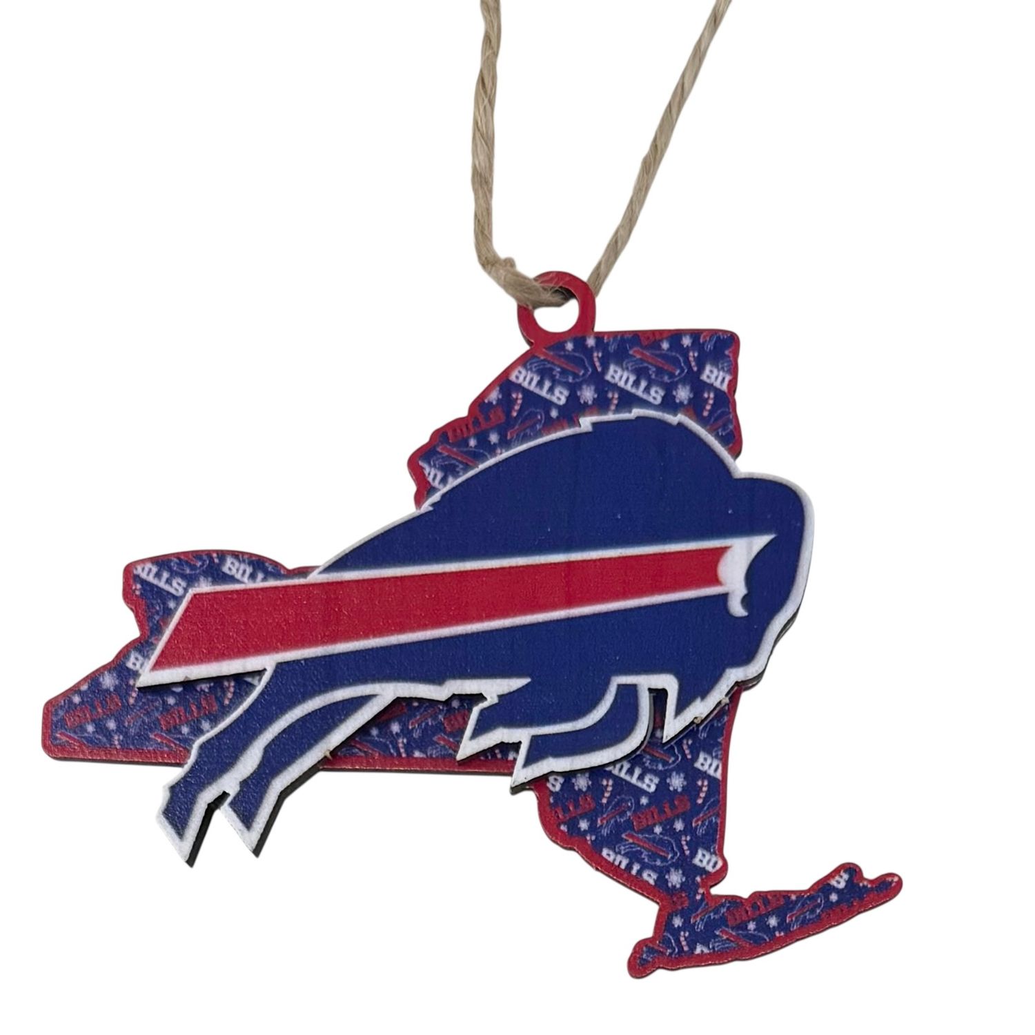 Buffalo Bills Team State Wooden Christmas Ornament