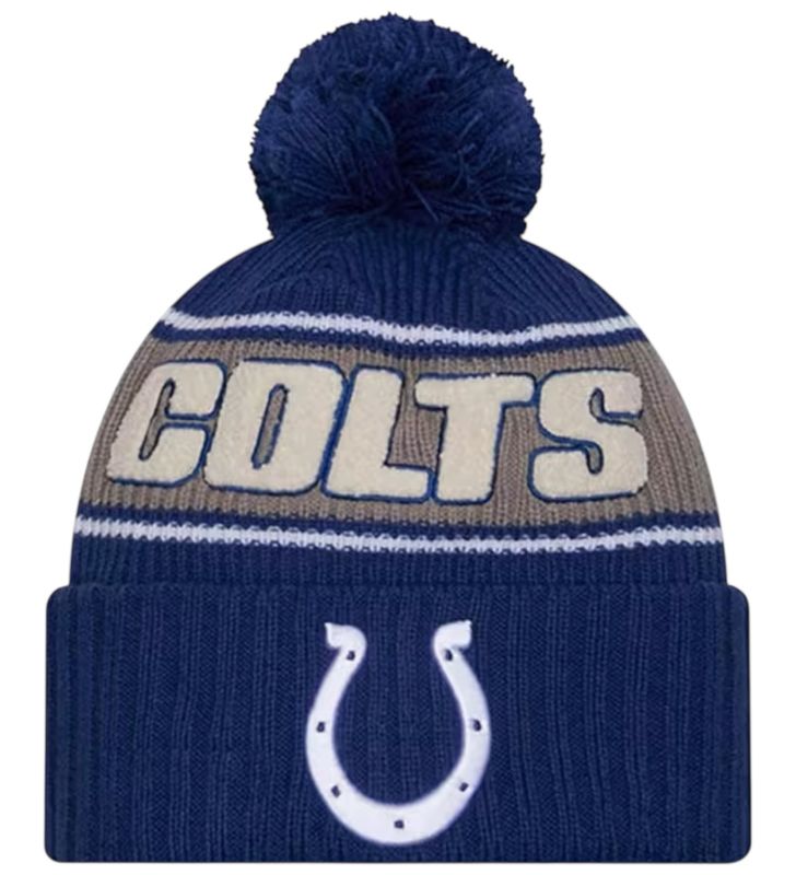 Indianapolis Colts Men’s Blue 2024 New Era Sideline Cuffed Pom Knit Hat Indianapolis Colts Men’s Blue 2024 New Era Sideline Cuffed Pom Knit Hat