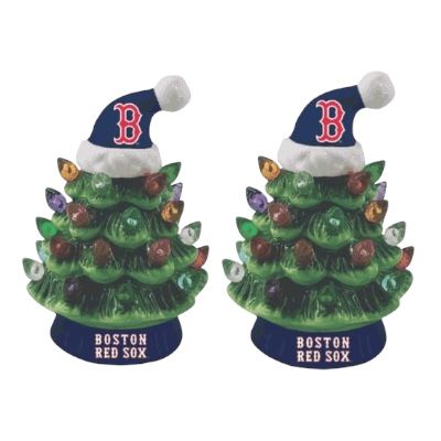 Boston Red Sox 4 Boston Red Sox 4" Ceramic LED Christmas Trees Set of 2