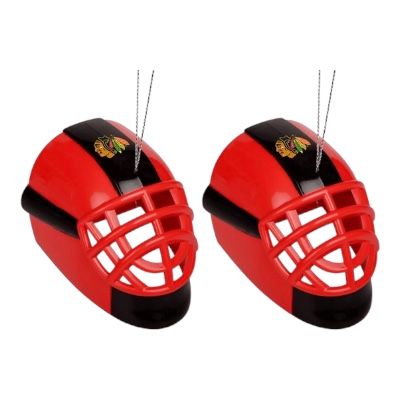 Chicago Blackhawks Plastic Helmet Ornament Set of 2
