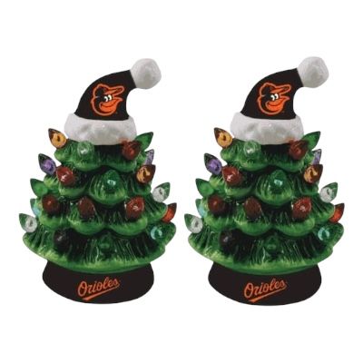 Baltimore Orioles 4 Baltimore Orioles 4" Ceramic LED Christmas Trees Set of 2