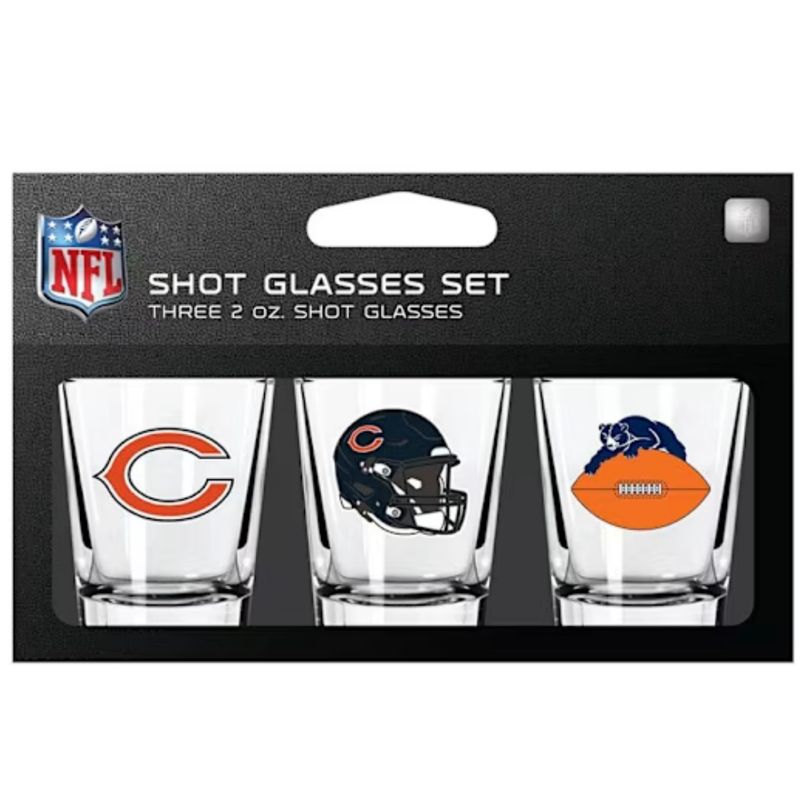 Chicago Bears NFL 3pc 2oz Shot Glass Set Chicago Bears NFL 3pc 2oz Shot Glass Set