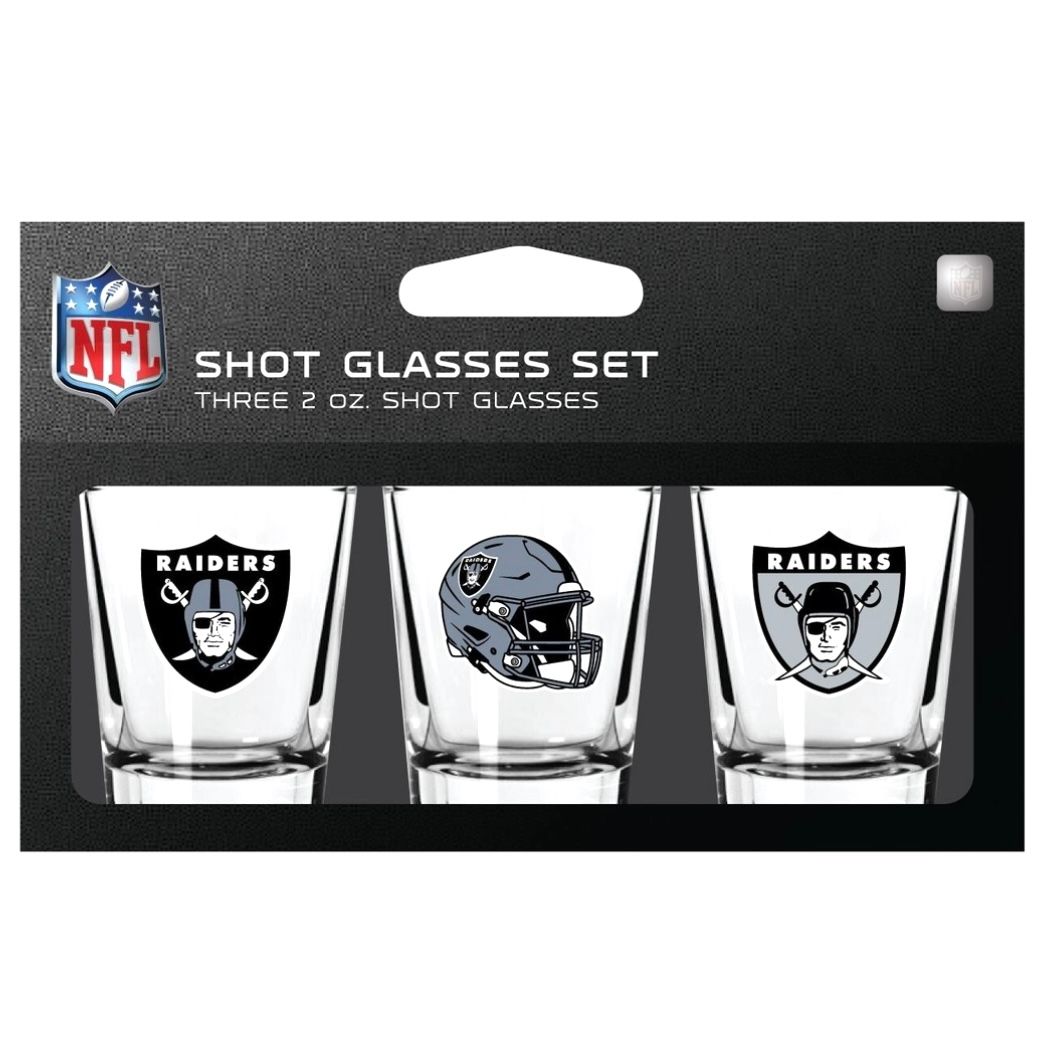 Las Vegas Raiders NFL 3pc 2oz Shot Glass Set Las Vegas Raiders NFL 3pc 2oz Shot Glass Set