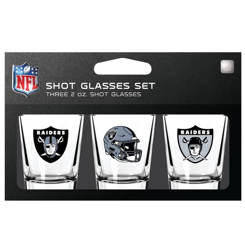 Las Vegas Raiders NFL 3pc 2oz Shot Glass Set