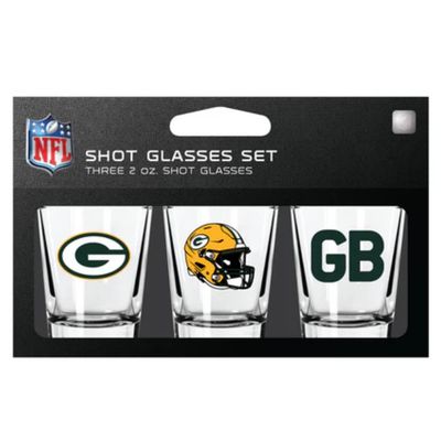 Green Bay Packers NFL 3pc 2oz Shot Glass Set Green Bay Packers NFL 3pc 2oz Shot Glass Set